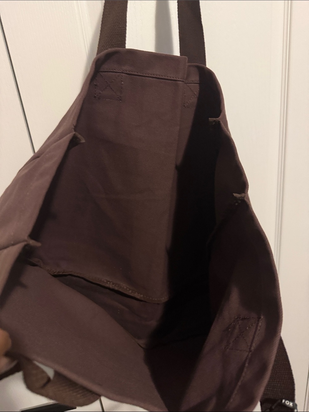 Large White Fox Boutique Chocolate Brown Tote with Cream Logo - Picture 3 of 3